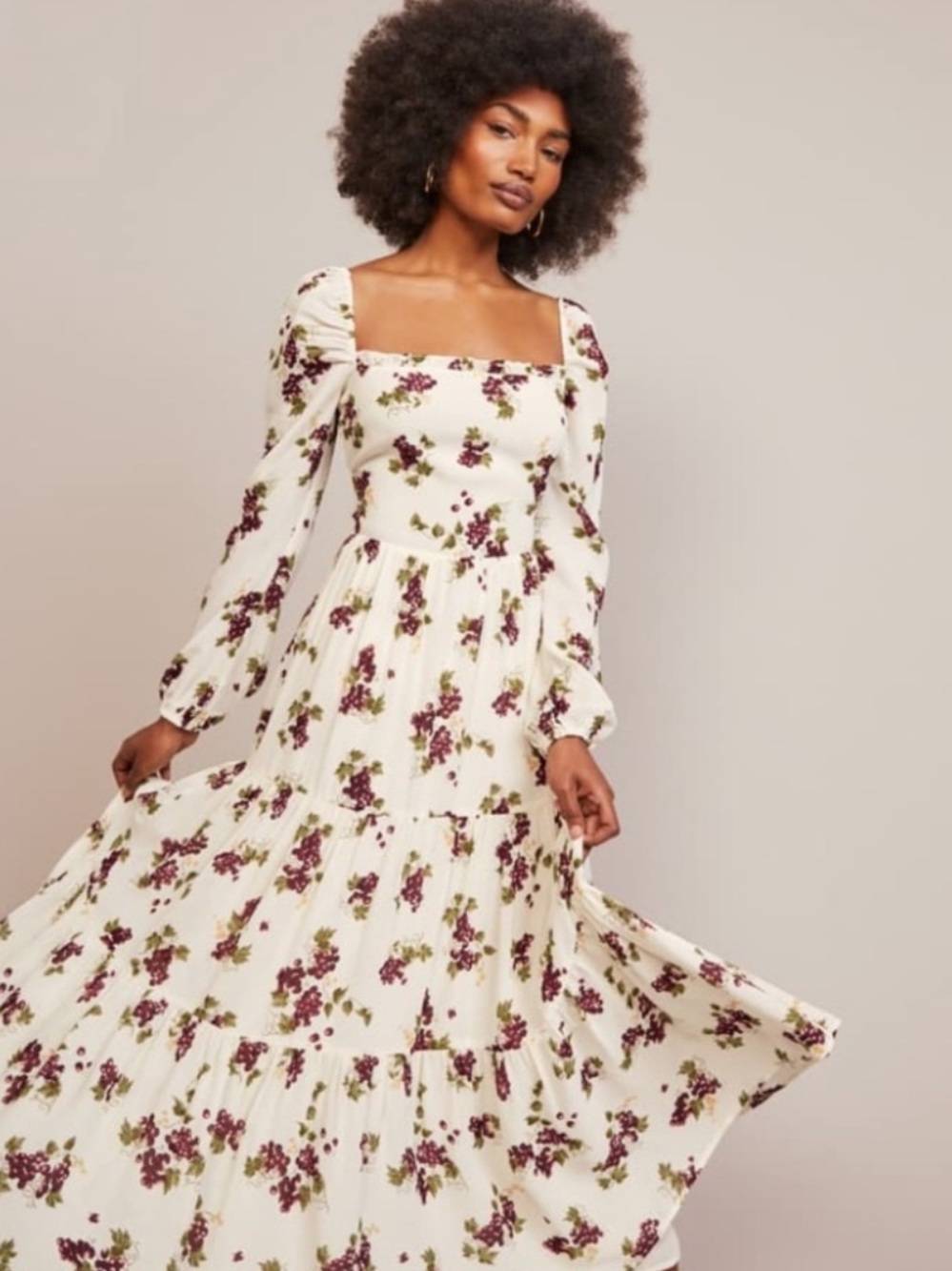 Reformation Kellie maxi grape print 🍇 dress sz
